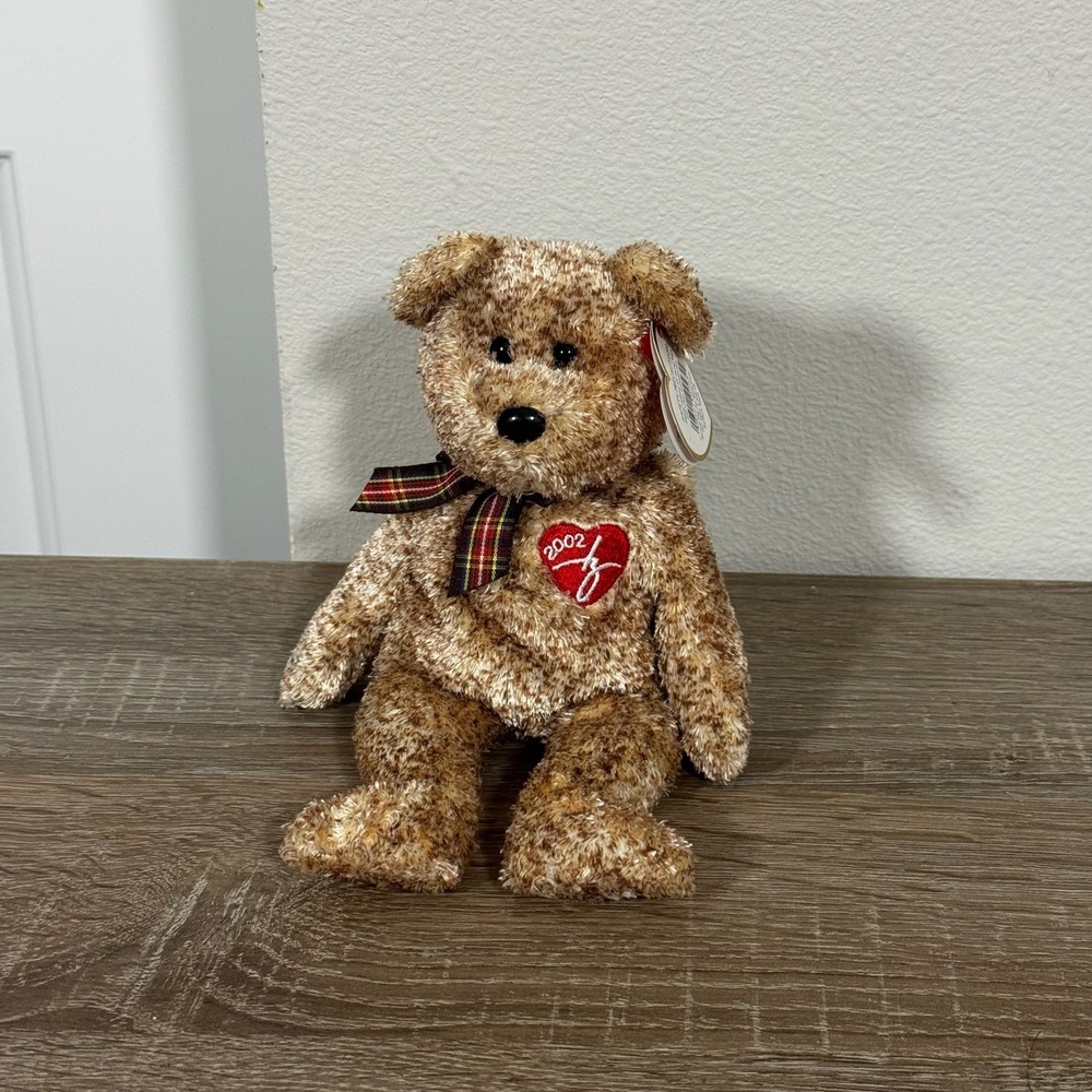 Ty Beanie Babies 2002 Signature Bear Brown Mottled Plush Heart Tag Collectible